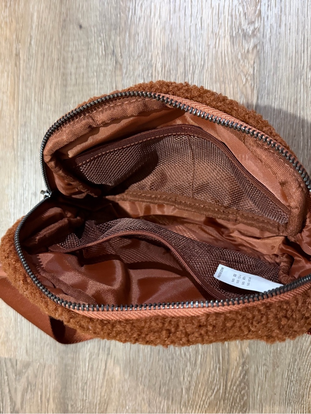 Sherpa Teddy Fleece Belt Bag Crossbody Bum Bag Brown Cinnamon Designer Inspired - Picture 5 of 7